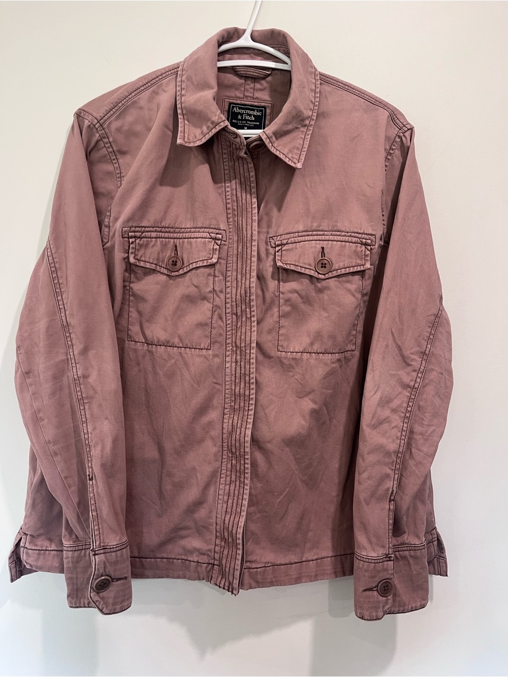 Abercrombie & Fitch Women's Dusty Pink Utility Field Jacket Canvas Shacket